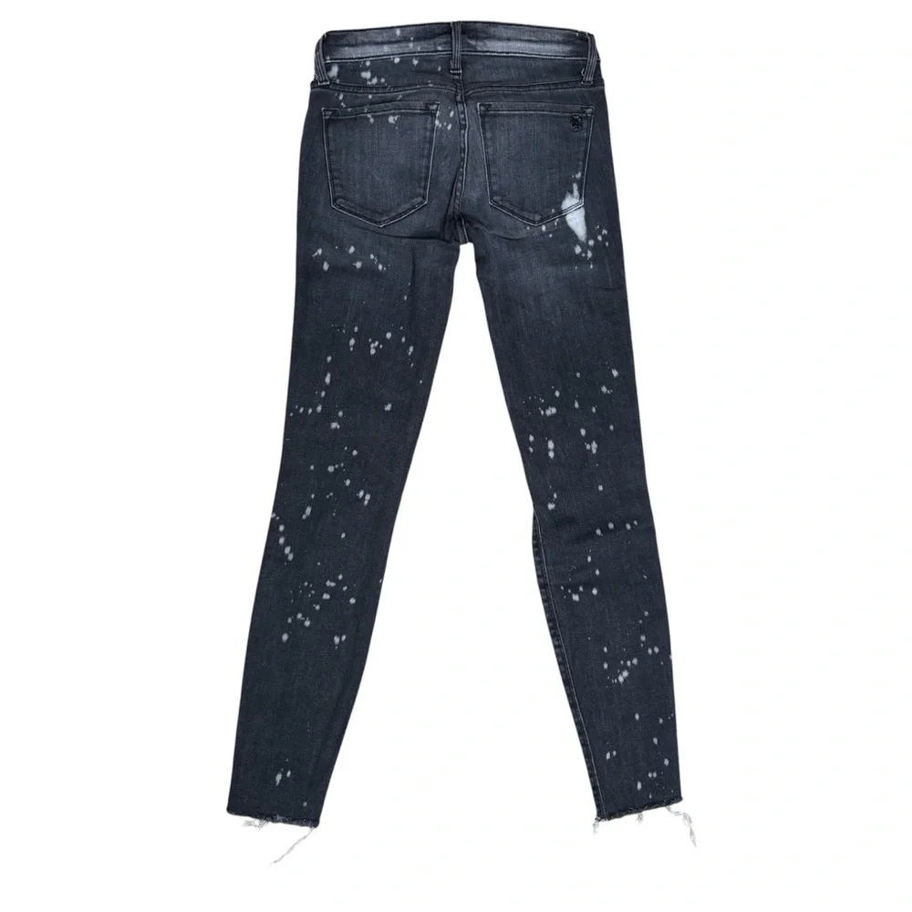 Black Orchid Noah Ankle Fray Dark Wash Bleached Distressed Skinny Jeans Size 24